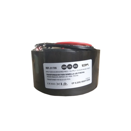 [000005421] TRANSFORMADOR 100W AC12V IP65 PARA BOMBILLA LED DE PISCINA EDM