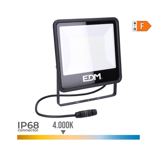 [000005433] FOCO PROYECTOR LED 100W 8200lm 4000K LUZ DIA BLACK SERIES 24,6x22,8x2,9cm EDM