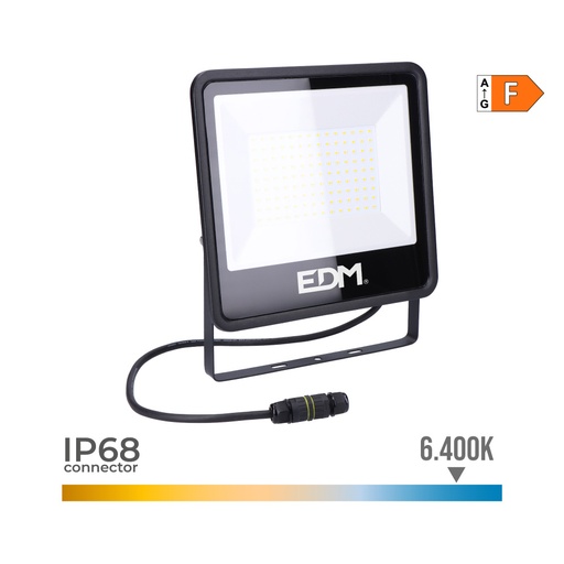 [000005434] FOCO PROYECTOR LED 100W 8200lm 6400K LUZ FRIA BLACK SERIES 24,6x22,8x2,9cm EDM
