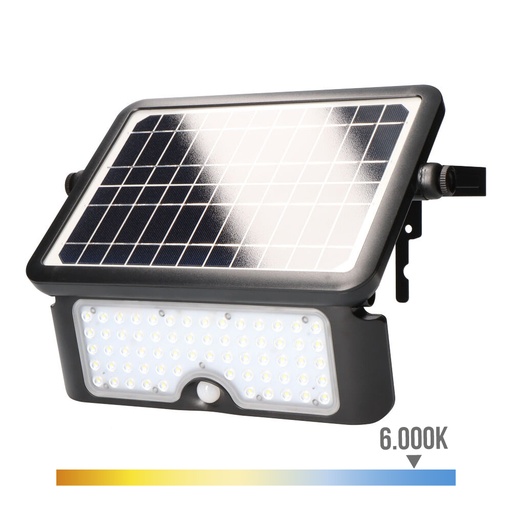 [000005453] APLIQUE SOLAR 10W 1150lm RECARGABLE. SENSOR PRESENCIA (2-8m) COLOR NEGRO 27,5x19,6cm EDM