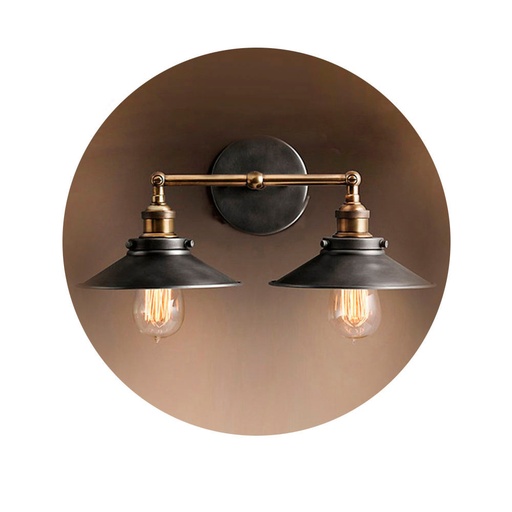 [000005469] APLIQUE DE PARED DOBLE VINTAGE METALICO E27 60W 63x29cm EDM