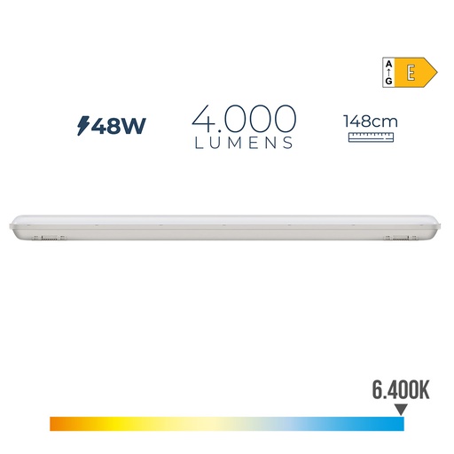 [000005524] REGLETA ESTANCA LED IP65 48W 4000lm 6500K LUZ FRIA 8,6x148x6,6cm EDM
