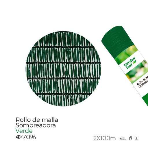 [000005678] ROLLO DE MALLA SOMBREADORA. COLOR VERDE 70% 2x100m EDM