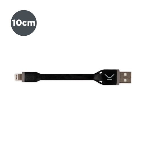 [000005820] Cable de 10 cm, conectores USB y Lightning para iPhone, Negro