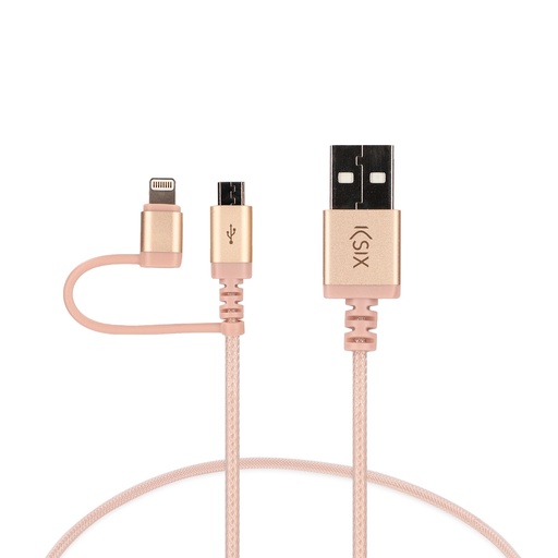 [000005823] Cable de 1 m, conectores USB y Micro USB, Dorado