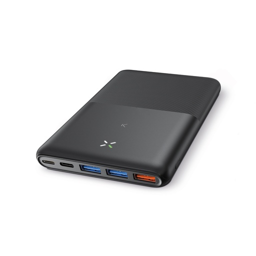 [000005839] Powerbank Ksix Ultra Slim, Ultra fina, Polímero de litio, 20.000 mAh, 22,5 W, Power Delivery, Cable USB-C a USB-C, Negro