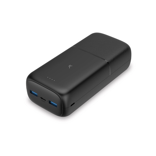 [000005840] Powerbank Ksix Supra, 30.000 mAh, 20 W, Power Delivery, Cable USB-A a USB-C incluido, Carga simultánea, Negro