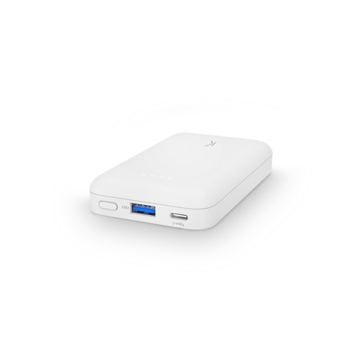 [000005841] Powerbank magnética Ksix, Compatible MagSafe, 5.000 mAh, 20 W, Power Delivery, Carga simultánea, Blanco