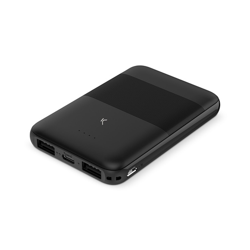 [000005842] Powerbank Ksix Slim, Polímero de litio, 5.000 mAh, 10 W, Cable USB-A a USB-C incluido, Carga simultánea, Negro