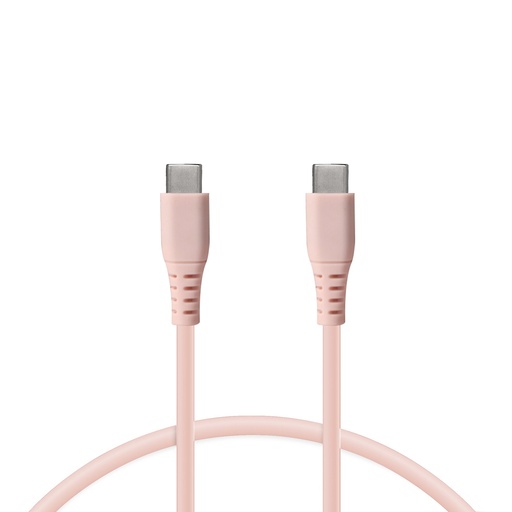 [000005850] Cable de carga USB-C a USB-C Ksix, Compatible carga ultra rápida y transmisión datos, 1 metro, Rosa