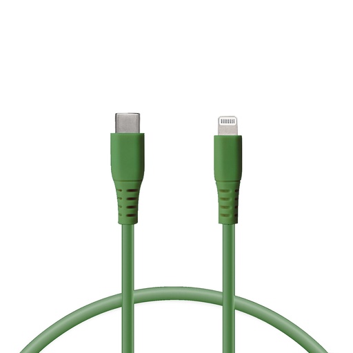 [000005855] Cable de carga Lightning a USB-C Ksix, 65 W, Made For iPhone, Carga ultra rápida y transmisión de datos, 1 m, Verde