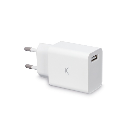 [000005863] Cargador de red Ksix, 12W, USB A, Blanco