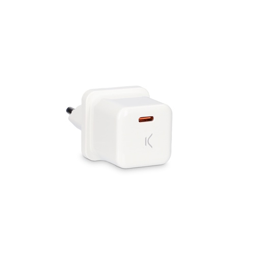 [000005867] Cargador de red Ksix, 20W, Carga ultrarrápida, Power Delivery, Formato Mini, USB-C, Blanco