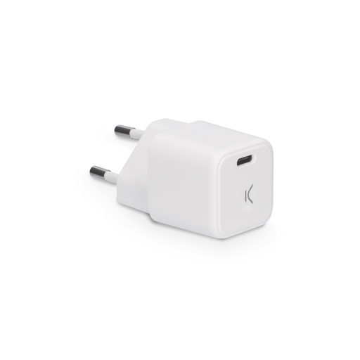 [000005870] Cargador de red Ksix, 30W, Tecnología GaN, Power Delivery (PD), PPS, Carga ultrarrápida, USB-C, Blanco