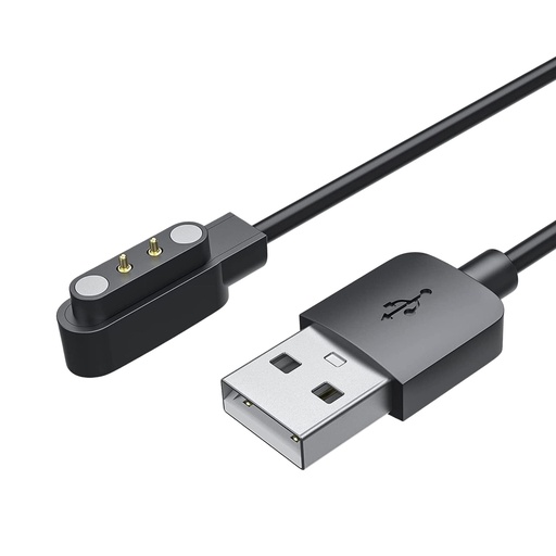 [000005878] Cargador de repuesto para Smartwatch Ksix Globe, con base de carga magnética, Puerto USB-A, Cable de 60 cm, PVC, Negro