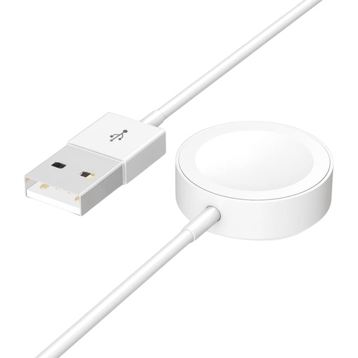 [000005882] Cargador de repuesto para Smartwatch Ksix Urban Plus, base de carga inalámbrica y magnética, Puerto USB-A, Cable 80 cm, Blanco