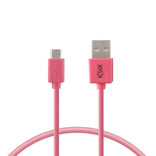 [000005888] Cable de 1 m, conectores USB y Micro USB, Rosa