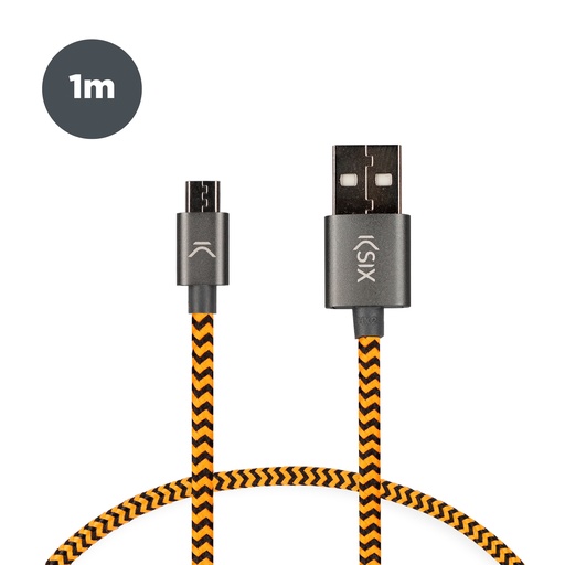 [000005890] Cable de 1 m, conectores USB y Micro USB, Naranja
