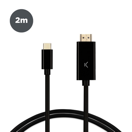 [000005891] Cable adaptador USB-C a HDMI Ksix, 60Hz, Resolución vídeo 4K, 2m, Negro