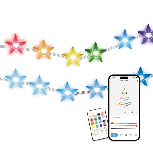 [000005905] Tira de luces SmartLED STAR Ksix, 5m, 20 lm, Sincroniza música, App Compatible Alexa, Google Home y Siri, Colores RGBIC