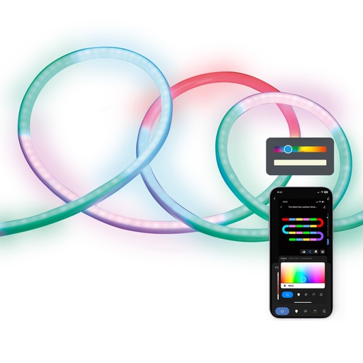 [000005911] Tira neón flexible outdoor SmartLED Ksix, 5m, WiFi + APP, 32W, 380lm, Dream Color RGBIC, IP65, Clips fijación incluidos