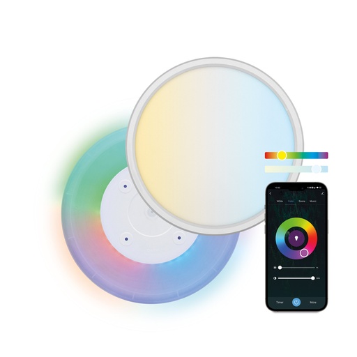 [000005913] Plafón Led SmartLED DUO Ksix, Diámetro 42cm, 24W, 2.450 lm, App Compatible Alexa, Google Home y Siri, Iluminación circadiana