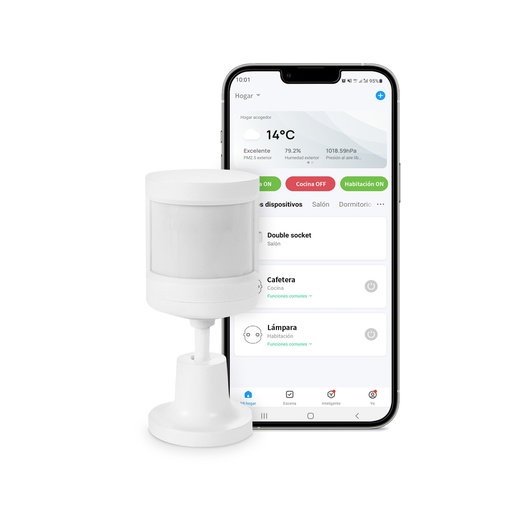 [000005917] Sensor de movimiento Ksix, Compatible con centro control Zigbee, Hogar Inteligente, App incluida