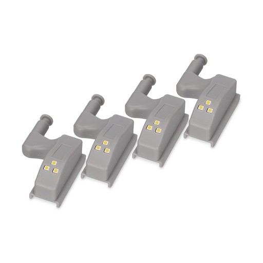 [000005940] Pack de 4 bisagras LED, Interruptor, Iluminación 3 LEDs, Blanco cálido 3.000K