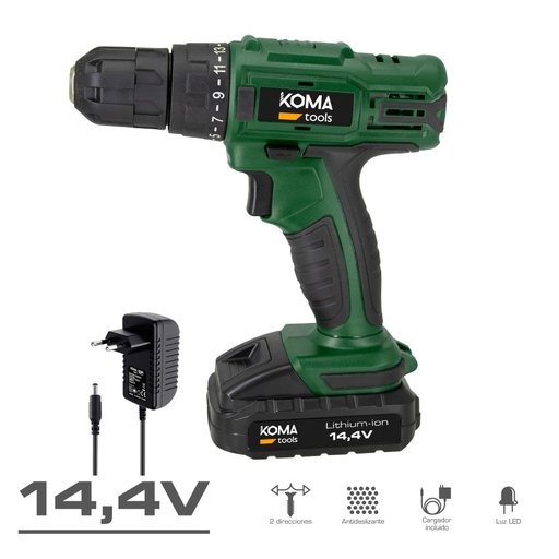 [000006258] TALADRO ATORNILLADOR A BATERIA 14.4 1.500mAh MALETIN KOMA TOOLS