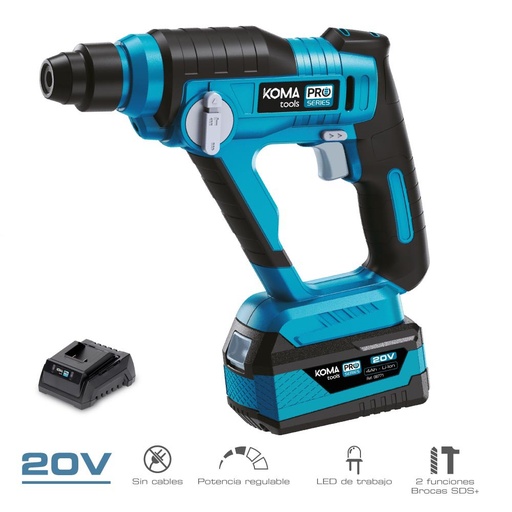 [000006260] TALADRO PERFORADOR 20V CON BATERÍA Y CARGADOR KOMA TOOLS PRO SERIES BATTERY