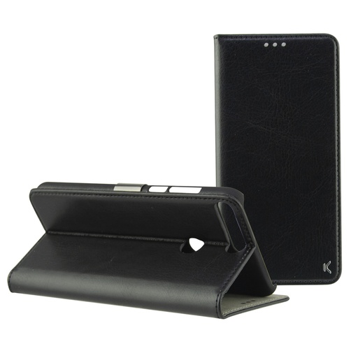 [000006285] Funda con tapa para Huawei Y7 2018, Semirrígida, Standing, Negro