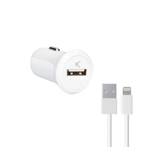 [000006389] Cargador de coche Ksix, 12W, Made for iPhone + cable Lightning - USB C