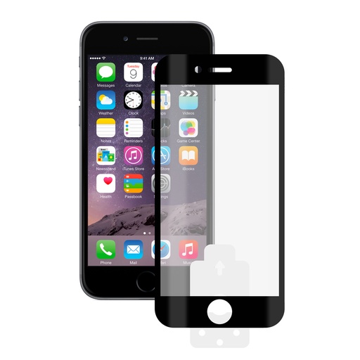 [000006400] Protector de pantalla para iPhone 6, iPhone 6S, Vidrio templado, Grosor 0.33 mm, Negro