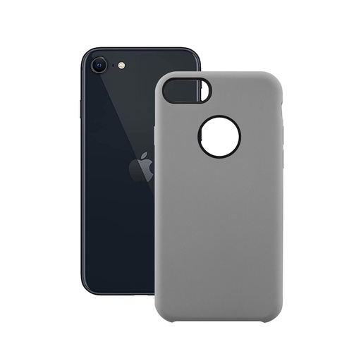 [000006405] Funda para iPhone SE 2022, SE 2020, 8 y 7, Rígida, TEXTURA TIPO GOMA, Gris