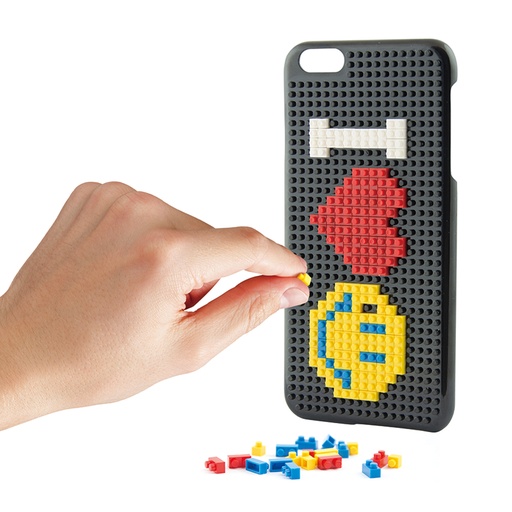 [000006407] Funda para iPhone SE 2022, SE 2020, 8 y 7, Semirrígida, Incluye piezas tipo LEGO, Negro