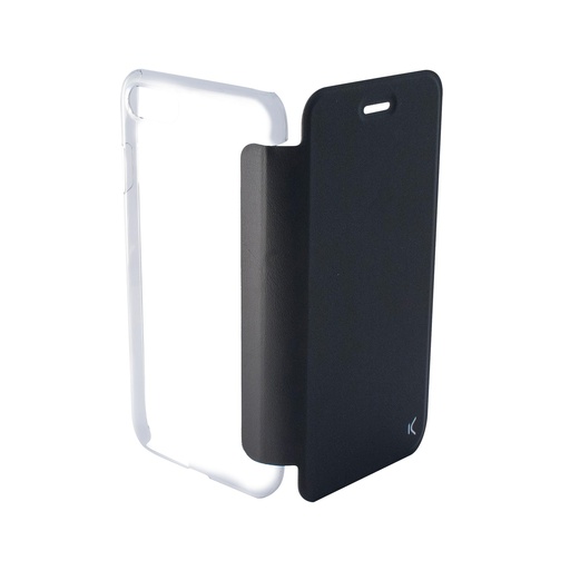 [000006423] Funda con tapa para iPhone SE 2022, SE 2020, 8 y 7, Semirrígida, Negro