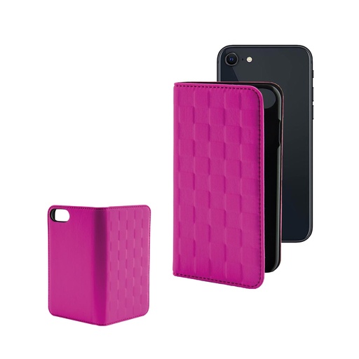 [000006426] Funda con tapa para iPhone SE 2022, SE 2020, 8 y 7, Semirrígida, Standing, Rosa