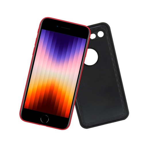 [000006431] Funda sumergible para iPhone SE 2022, SE 2020, 8 y 7, Semirrígida, Funda resistente al agua, Negro