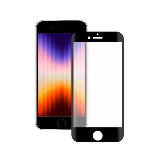 [000006432] Protector de pantalla para iPhone SE 2022, SE 2020, 8 y 7, Vidrio templado, Grosor 0,33 mm, Negro