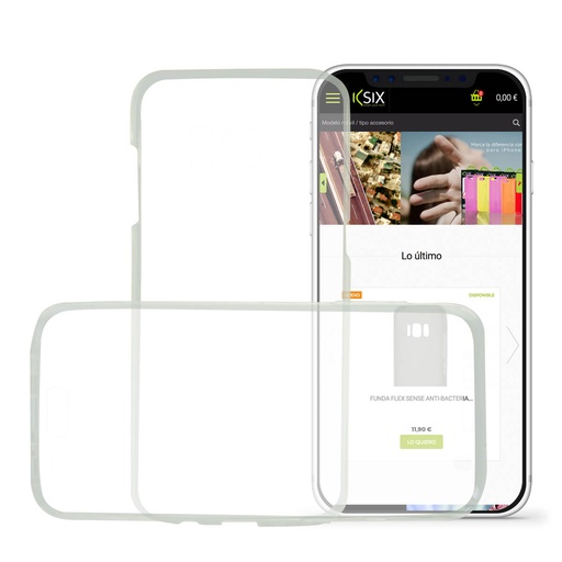 [000006455] Funda para iPhone X, iPhone XS, Semirrígida, Protección frontal y trasera, Transparente