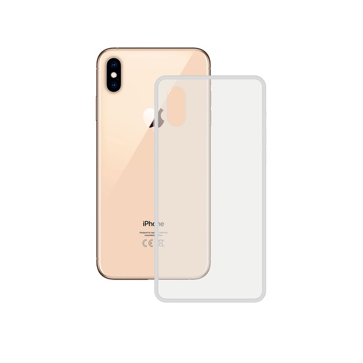 [000006456] Funda semirrígida para iPhone X/XS, Laterales reforzados, Rígida, Compatible con carga inalámbrica, Transparente