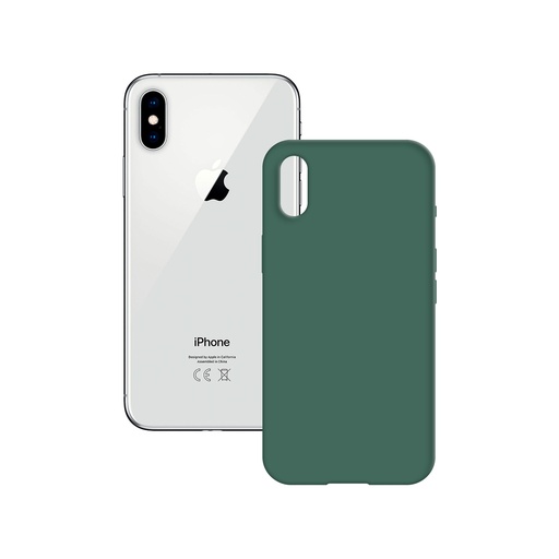 [000006477] Funda semirrígida para iPhone XS Max, Antideslizante, Interior microfibra, Compatible con carga inalámbrica, Verde