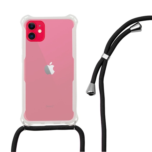 [000006513] Funda con cordón para iPhone 11, Flexible, Negro