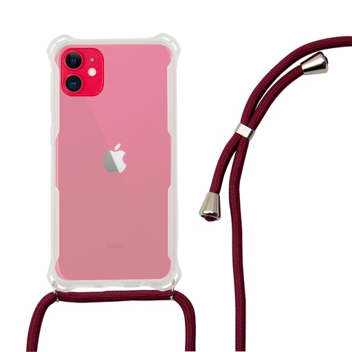 [000006514] Funda con cordón para iPhone 11, Flexible, Rojo