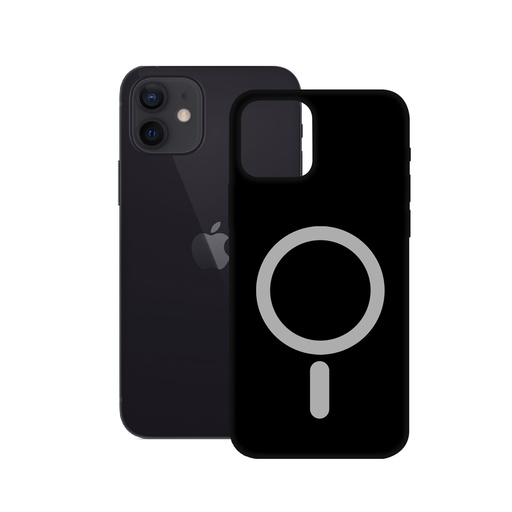 [000006527] Funda para iPhone 12 Mini compatible con MagCharge, Semirrígida, Negro