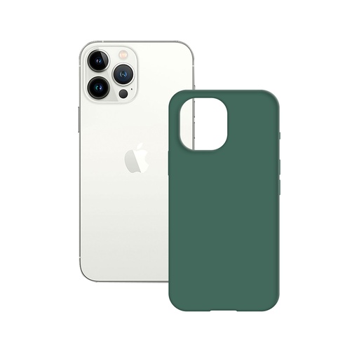 [000006573] Funda semirrígida para iPhone 13 Pro Max, Antideslizante, Interior microfibra, Compatible con carga inalámbrica, Verde