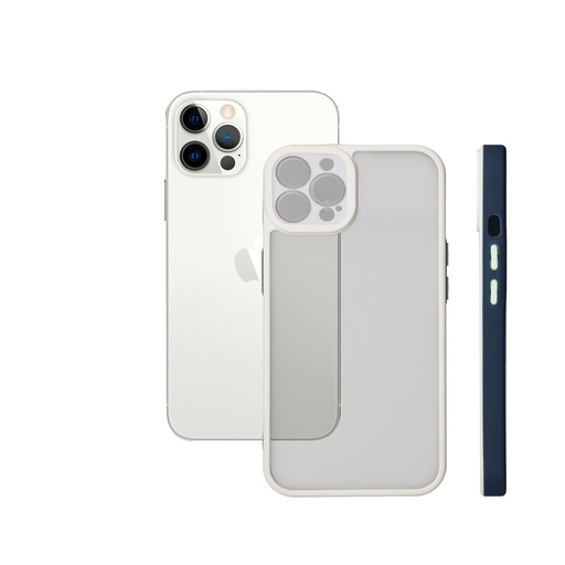 [000006574] Funda con protección de cámara para iPhone 13 PRO MAX, Bordes colores, Rígida y resistente, Azul
