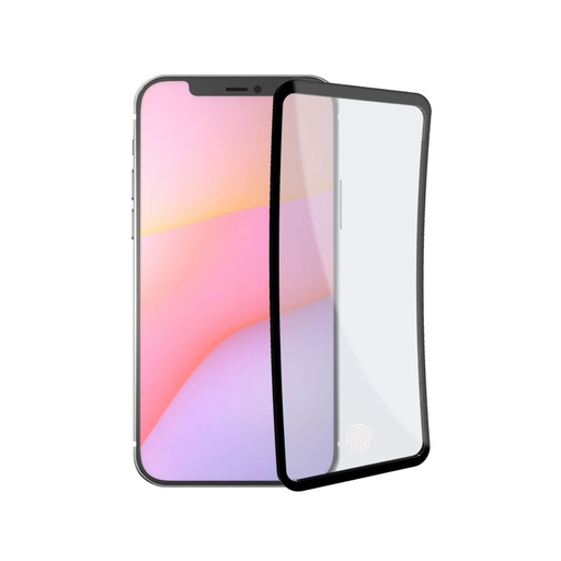 [000006602] Protector de pantalla para iPhone 14 Pro, Vidrio reforzado con TPU, Máxima resistencia, Borde flexible negro