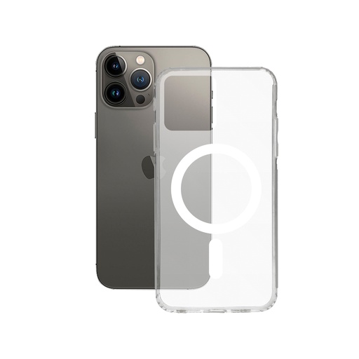 [000006609] Funda rígida para iPhone 14 Plus, Aro magnético, Compatible con MagSafe carga inalámbrica, Resistente, Transparente