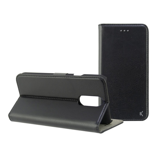 [000006640] Funda con tapa para LG Q7, Semirrígida, Standing, Negro